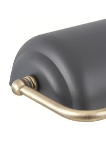Kleine Retro-Schreibtischlampe Bank aus Metall, Lampenschirm: Metall, beschichtet, Lampenfuß: Metall, beschichtet, Grau, Messingfarben, B 27 x H 34 cm