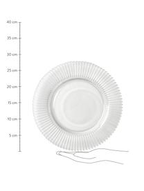 Assiettes plates avec relief rainuré Effie, 4 pièces, Verre, Transparent, Ø 28 cm