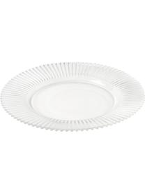 Assiettes plates avec relief rainuré Effie, 4 pièces, Verre, Transparent, Ø 28 cm