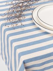 Gestreifte Tischdecke Alodie, 85 % Baumwolle, 15 % Leinen, Blau, Weiß, B 140 x H 250 cm