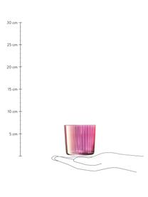 Mondgeblazen waterglazen Gems met groefreliëf, 4-delig, Mondgeblazen glas, Roze- en lilatinten, Ø 8 x H 7 cm, 300 ml