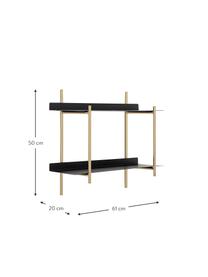 Estante de pared de metal Marvin, Estructura: acero recubierto, Estantería: metal recubierto, Negro, dorado, An 61 x Al 50 cm