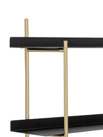 Estante de pared de metal Marvin, Estructura: acero recubierto, Estantería: metal recubierto, Negro, dorado, An 61 x Al 50 cm