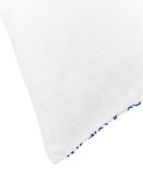 Funda de cojín de algodón bordada Tabitha, Funda: 100% algodón, Blanco, azul, An 45 x L 45 cm