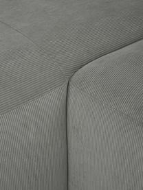 Canapé d'angle 4 places velours côtelé gris Melva, Velours côtelé gris, larg. 319 x prof. 196 cm, méridienne à droite