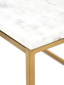 Tavolino da salotto in marmo Alys, Struttura: metallo verniciato a polv, Bianco marmorizzato, dorato, Larg. 80 x Prof. 45 cm