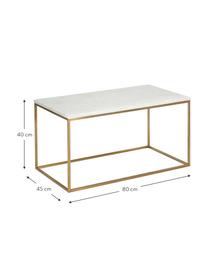 Mramorový konferenční stolek Alys, Bílá, mramorovaná, zlatá, Š 80 cm, H 45 cm