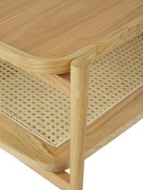 Tavolino da salotto in legno di quercia con intreccio viennese Libby, Ripiano: rattan, Struttura: legno massiccio di querci, Legno di quercia, Larg. 110 x Alt. 35 cm