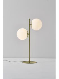 Lampada da tavolo in vetro opale Atlanta, Bianco, ottonato, Ø 15 x Alt. 45 cm