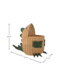 Cesta de ratán Eddi, Ratán, Madera clara, verde, An 57 x Al 48 cm