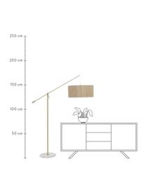 Lampada ad arco grande con base in marmo Lisana, Paralume: juta, Struttura: metallo zincato, Base della lampada: marmo, Beige, Ø 50 x Alt. 171 cm