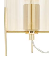 Lampada da tavolo realizzata in vetro colorato Laurel, Base della lampada: metallo spazzolato, Paralume: vetro, Paralume: ambra Base della lampada: ottonato Cavo: trasparente, Ø 14 x Alt. 28 cm