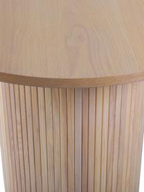 Table à manger ovale avec placage en chêne brossé blanc Bianca, 200 x 90 cm, Beige clair, noir, larg. 200 x prof. 90 cm
