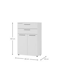 Büroschrank Vestaro, Korpus: Spanplatte, melaminbeschi, Front: Spanplatte, melaminbeschi, Griffe: Metall, pulverbeschichtet, Füße: Kunststoff, Hellgrau, B 80 x H 120 cm