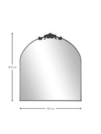 Specchio barocco da parete con cornice in metallo nero Saida, Cornice: metallo rivestito, Superficie dello specchio: lastra di vetro, Nero, Larg. 90 x Alt. 100 cm