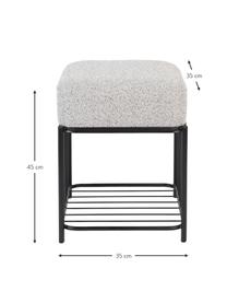 Taburete tapizado en tejido bouclé con estante Milou, Tapizado: 100% poliéster Alta resis, Estructura: tablero de fibra de densi, Bouclé gris claro, An 35 x Al 45 cm