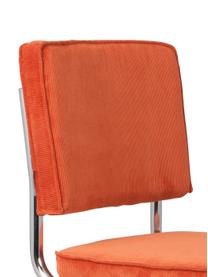 Silla cantilever de pana Kink, Tapizado: pana (88% nylon, 12% poli, Estructura: metal cromado, Naranja, cromo, An 48 x F 48 cm