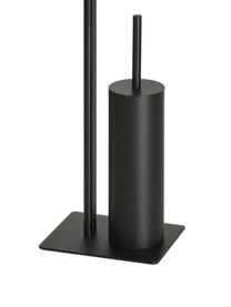 Uchwyt na papier toaletowy ze szczotką Brans, Stelaż: metal, Czarny, drewno naturalne, S 20 x W 76 cm