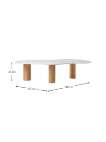 Mesa de centro de mármol con forma orgánica Naruto, Tablero: mármol, Patas: madera de roble, Madera de roble, mármol blanco, An 140 x F 80 cm