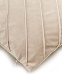 Housse de coussin en velours beige Leyla, Velours (100 % polyester), Beige, larg. 30 x long. 50 cm