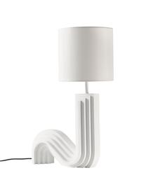 Design Tischlampe Luomo, Lampenschirm: Leinenstoff, Lampenfuß: Harz, lackiert, Weiß, B 43 x H 61 cm