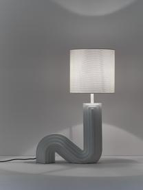 Lampada da tavolo di design Luomo, Paralume: tessuto di lino, Base della lampada: resina laccata, Bianco, Larg. 43 x Alt. 61 cm