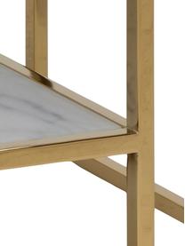 Tavolino da salotto con piano effetto marmo Aruba, Struttura: metallo verniciato a polv, Bianco, dorato, Larg. 90 x Alt. 45 cm