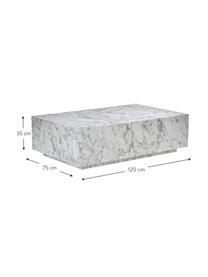 Table basse aspect marbre Lesley, Panneau en fibres de bois à densité moyenne (MDF), enduit feuille mélaminée, Blanc, marbré, larg. 120 x haut. 35 cm