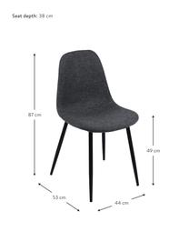 Krzesło tapicerowane Karla, 2 szt., Tapicerka: 100% poliester, Nogi: metal, Ciemny szary, S 44 x G 53 cm