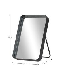 Eckiger Kosmetikspiegel Bordspejl mit schwarzem Metallrahmen, Rahmen: Metall, pulverbeschichtet, Spiegelfläche: Spiegelglas, Schwarz, 22 x 33 cm