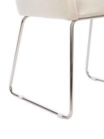 Krzesło z podłokietnikami z aksamitu Isla, Tapicerka: aksamit (poliester) Dzięk, Nogi: metal powlekany, Kremowobiały aksamit, odcienie srebrnego, S 58 x G 62 cm