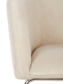 Sedia con braccioli in velluto Isla, Rivestimento: velluto (poliestere) Con , Gambe: metallo rivestito, Velluto bianco crema, argentato, Larg. 60 x Prof. 62 cm