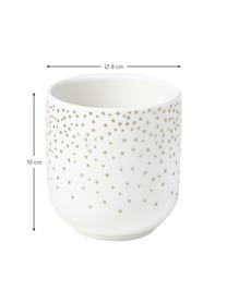 Komplet filiżanek ze spodkami Goldie, 6 elem., Ceramika, Biały, odcienie złotego, nakrapiany, Ø 8 x W 10 cm