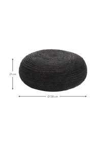 Ručne vyrobená taburetka z juty Bono, Čierna, Ø 58 cm, V 21 cm