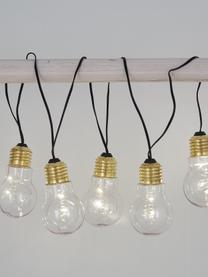 LED lichtslinger Bulb, 100 cm, 5 lampions, Lampions: kunststof, Fitting: metaal, Peertje: transparant, goudkleuri. Snoer: zwart, L 100 cm