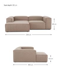 Divano angolare componibile Lennon, Rivestimento: 100% poliestere Con 115.0, Struttura: legno di pino massiccio, , Piedini: plastica, Tessuto marrone, Larg. 238 x Prof. 180 cm, chaise-longue a sinistra