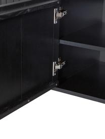 Meuble TV 3 portes façade en bois de pin nervuré Avourio, Noir, larg. 150 x haut. 56 cm