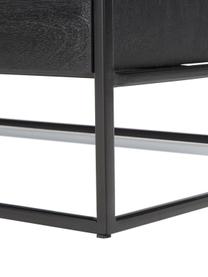 Mesa de centro de madera con cajones Theodor, Tablero: vidrio, Estructura: metal con pintura en polv, Madera de mango, negro, An 100 x F 55 cm