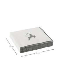 Papieren servetten Grey Deer, 20 stuks, Papier, Wit, grijs, L 33 x B 33 cm