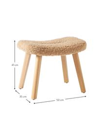 Stołek Teddy Wing, Tapicerka: 100% poliester (Teddy) Dz, Nogi: drewno brzozowe, Karmelowy Teddy, drewno brzozowe, S 50 x W 41 cm