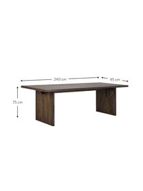 Jídelní stůl z jasanového dřeva Emmet, 240 x 95 cm, Masivní olejované dubové dřevo, certifikace FSC, Tmavé dubové dřevo, Š 240 cm, H 95 cm