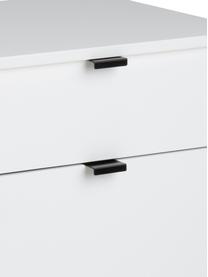 Comodino bianco con cassetti Sleepy, Maniglie: Metallo verniciato a polv, Bianco, Larg. 48 x Alt. 65 cm