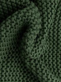 Coperta a maglia Adalyn, 100% cotone organico, certificato GOTS, Verde scuro, Larg. 150 x Lung. 200 cm