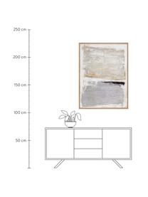 Cuadro en lienzo pintado a mano Scenario, marco de madera, Estructura: madera de roble, Beige, gris, An 92 x Al 120 cm