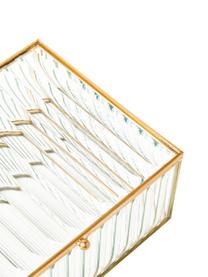 Aufbewahrungsbox Laurena mit Rillenrelief aus Glas, Rahmen: Metall, beschichtet, Transparent, Messingfarben, B 16 x H 7 cm