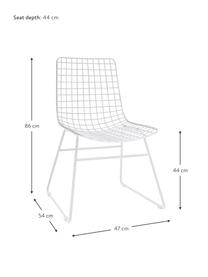 Chaise design métal Wire, Métal, revêtement par poudre, Blanc, larg. 47 x prof. 54 cm