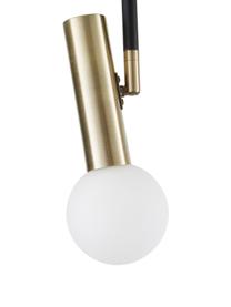 Plafonnier LED à spots orientables Wilson, Rosace : noir, mat Douilles : couleur laitonnée Abat-jour : blanc, larg. 65 x haut. 31 cm