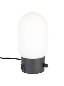 Lámpara de mesa pequeña regulable Urban, con conexión USB, Pantalla: vidrio opalino, Cable: cubierto en tela, Blanco, negro, Ø 13 x Al 25 cm