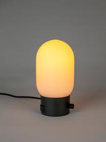 Klein dimbaar nachtlampje Urban met USB-aansluiting, Lampenkap: opaalglas, Lampvoet: gecoat metaal, Zwart, wit, Ø 13 x H 25 cm