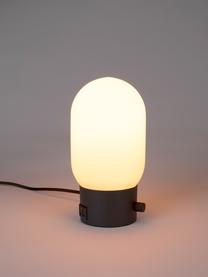Lámpara de mesa pequeña regulable Urban, con conexión USB, Pantalla: vidrio opalino, Cable: cubierto en tela, Blanco, negro, Ø 13 x Al 25 cm